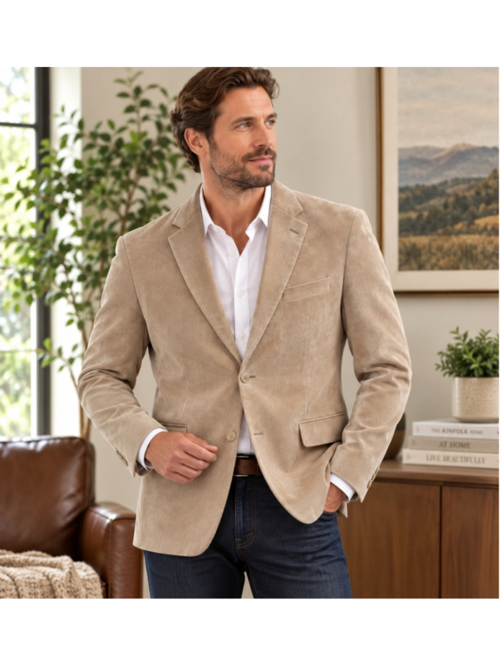 Lauren Ralph Lauren Men's 42R Tan Corduroy Blazer Sport Coat Jacket F26